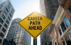 image of a street sign with the words " career path ahead" written on it
